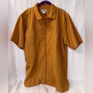 Haband Orange Short Sleeve Zip Up Shirt